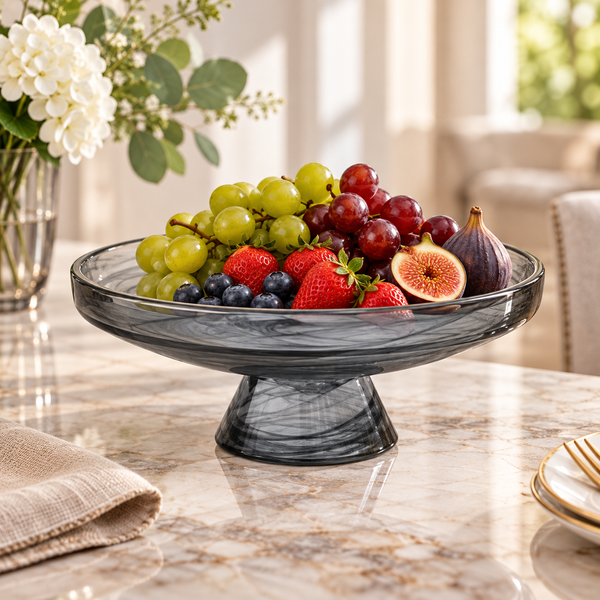 Danny Home 10-Inch Pedestal Glass Fruit Plate
