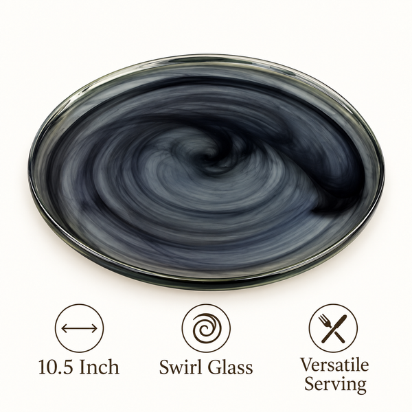 10.5-Inch Swirl Glass Serving Plate features and details
