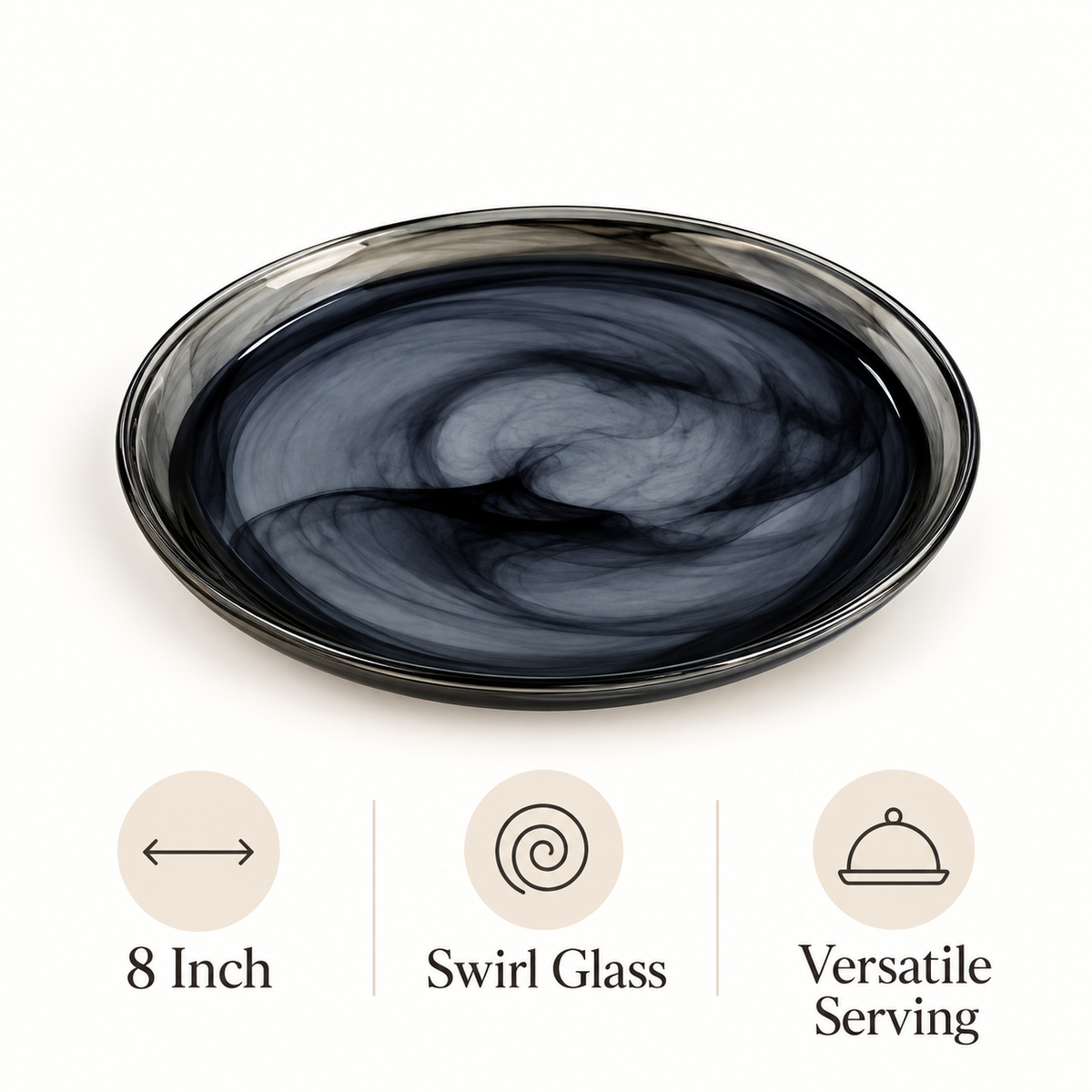 8-Inch Swirl Glass Serving Plate features and details