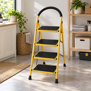 4-Step Folding Household Ladder – Yellow & Black