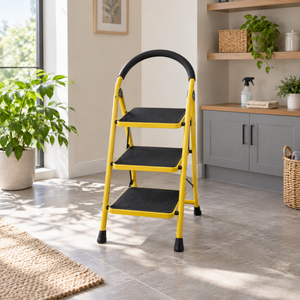 3-Step Folding Household Ladder – Yellow & Black