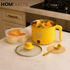 Yellow Electric Cooking Pot with Glass Lid – Multi-Purpose Steamer & Heater for Quick Meals