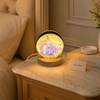 Small Wood-Base Flower Ball Table Lamp 19-5