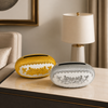 Oval White Gold & Silver Plastic Tissue Box 3383-2