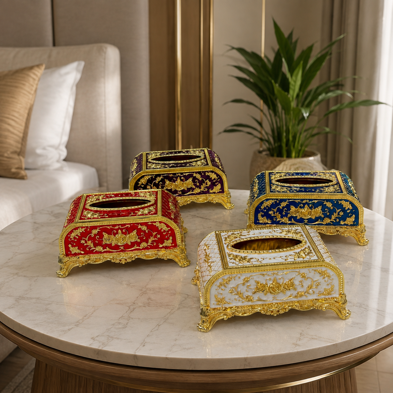 Luxury Metal Black & Gold Square Tissue Box 3383-9