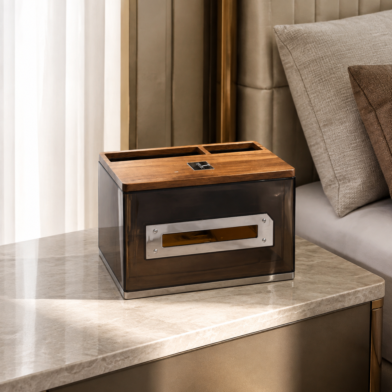 Wood-Effect Tissue Box with Drawer 3904-21
