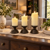 Three-piece flameless pillar candle holder set