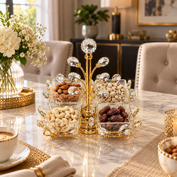 Four-bowl crystal dry fruit serving set
