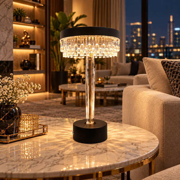 Luxury Crystal Fringe Rechargeable Table Lamp