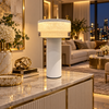 White Crystal Drum Rechargeable Table Lamp