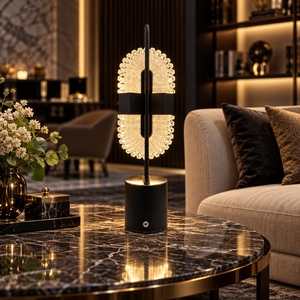 5098 Double Crystal Oval Rechargeable Table Lamp