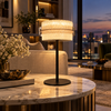 Crystal Drum Pedestal Table Lamp
