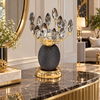 Black and gold crystal leaf candle holder