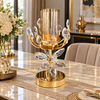 Gold floral crystal candle holder