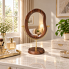 Oval wooden tabletop vanity mirror