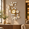 Gold Orchid Branch Decorative Metal Wall Clock