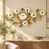 Gold Vine and White Flower Decorative Metal Wall Clock