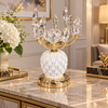White and gold crystal leaf candle holder