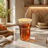 400ml glass tumbler with bamboo lid and reusable straw