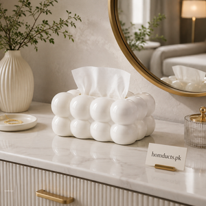 luxury white bubble tissue box cover