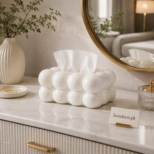 luxury white bubble tissue box cover
