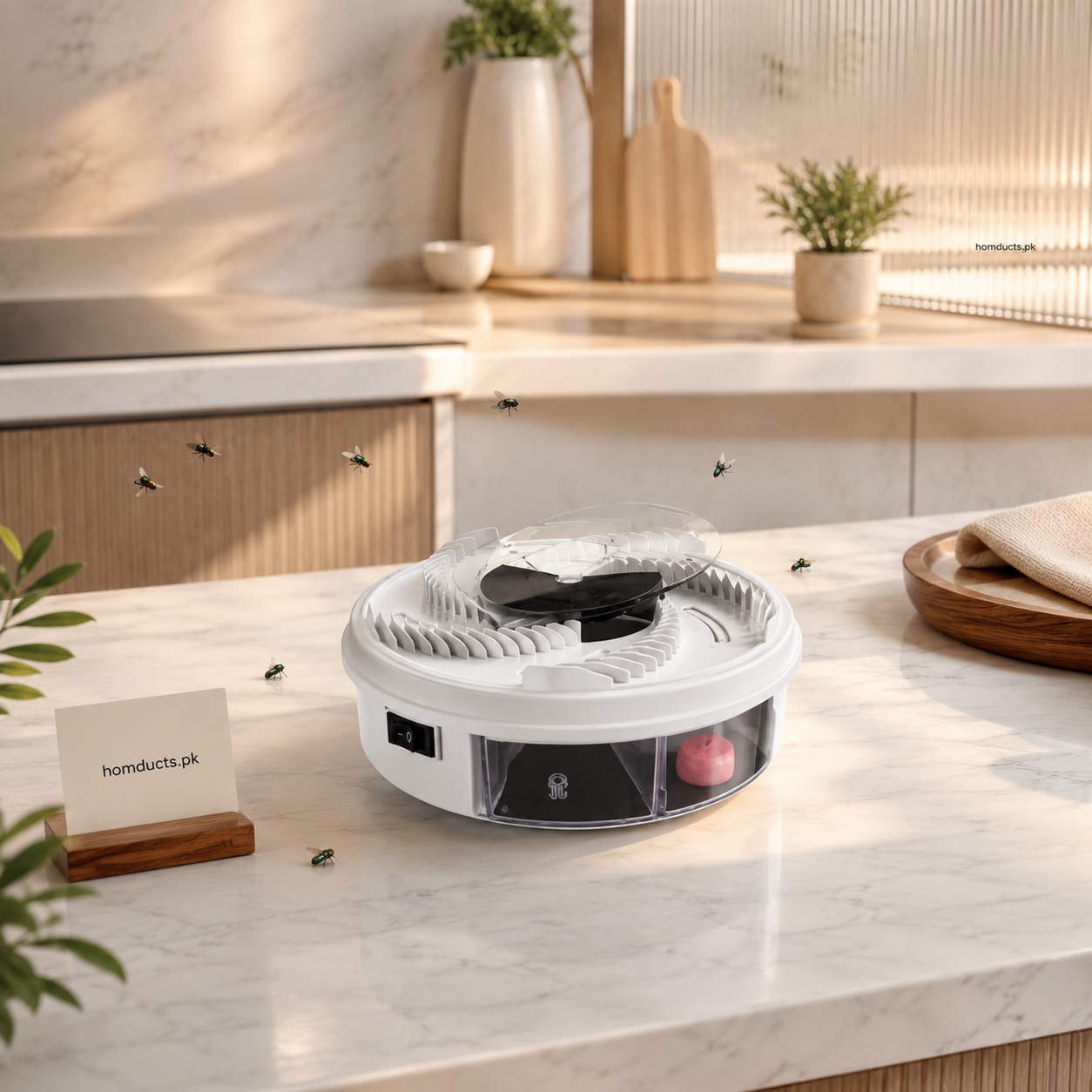 round white electric fly trap and insect catcher