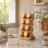 wooden spice rack organizer with eight glass jars