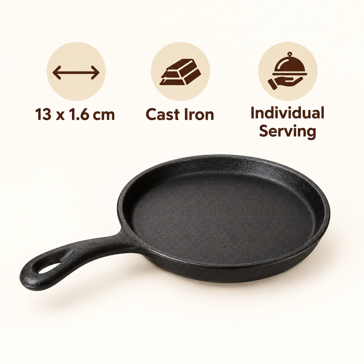 13cm Mini Cast Iron Skillet features and details